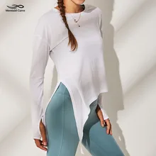 Женские спортивные рубашки для йоги тонкие упражнения Бег Фитнес крест ремень с длинными рукавами быстросохнущая гимнастическая майка футболка