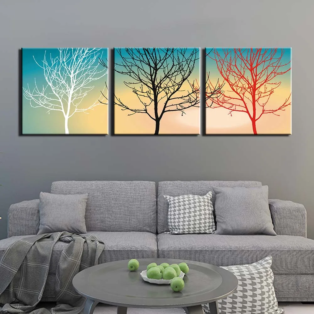 

Canvas Painting Wall Art Frame Printed Pictures 3 Panel Poster Abstract tree Photo For Living Room Decor