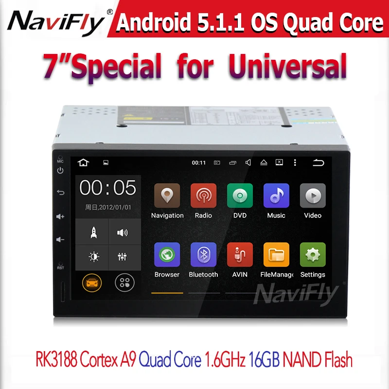Free shipping QuadCore Android 5.1.1 car radio GPS player for 2din universal double din Stereo GPS Navigation full touch screen