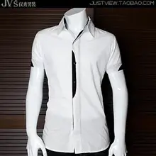 Мужская одежда большего размера,, черно-белая тонкая стильная рубашка с короткими рукавами/S-3XL