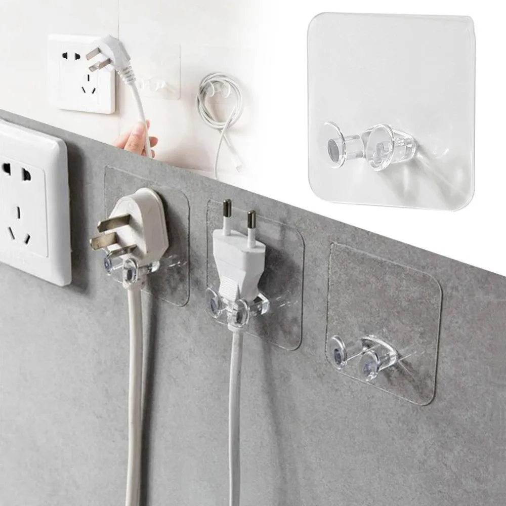 

5pcs Wall Storage Hook Power Plug Socket Holder Wall Adhesive Hanger Office Wholesale Price