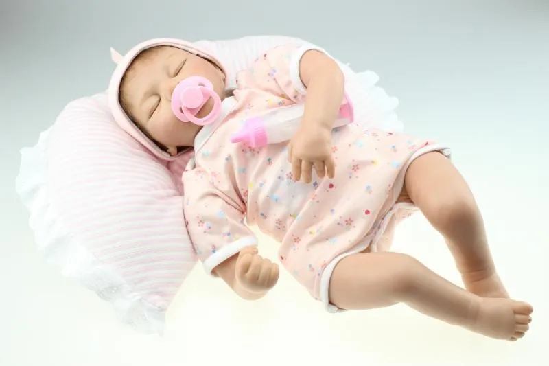 55 см силикона Reborn Baby doll Игрушки для девочек lifelike Reborn подарки мягкого винила спальный Куклы магнит Соски bonecas