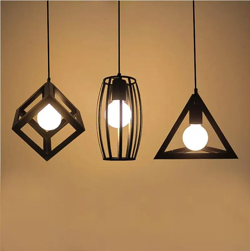 ФОТО retro creative personality bar art lighting lamps loft Iron Chandelier geometric restaurant industry Pendant LAMP 16f221D