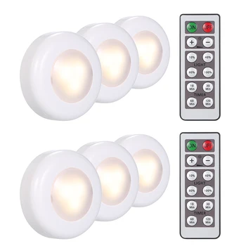 

LED Under Cabinet Lamp Puck Light 6/3 Pack with Remote Control Dimmable Wall Lamp for Cloakroom Cupboard Wardrobe Kitchen