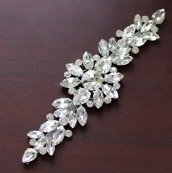 

18.2x5.5cm Crystal Clear Rhinestone applique Flatback for Wedding Dress decoration sew on rhinestone belt party dress shoes DIY