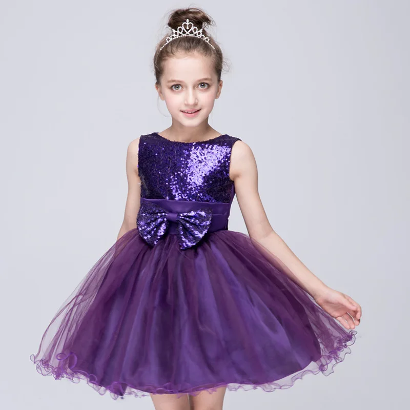 

Big Sales! Hot Sale Toddler Girls Princess Girls Wholesale Glitter Sequined Bling Big Bowknot Decor Ball Gown Cute Dress