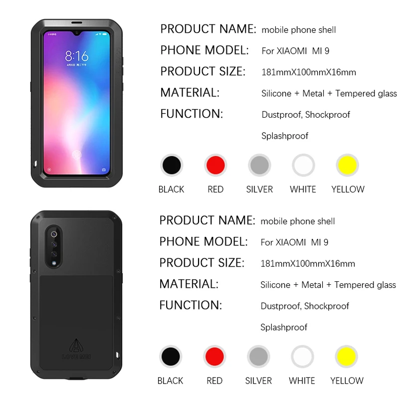 Роскошный защитный чехол на весь корпус для Xiaomi mi 9 8 mi 8 металлическая Броня+ стекло Gorilla glass прочный ударопрочный чехол Xiaomi mi 9 чехол s