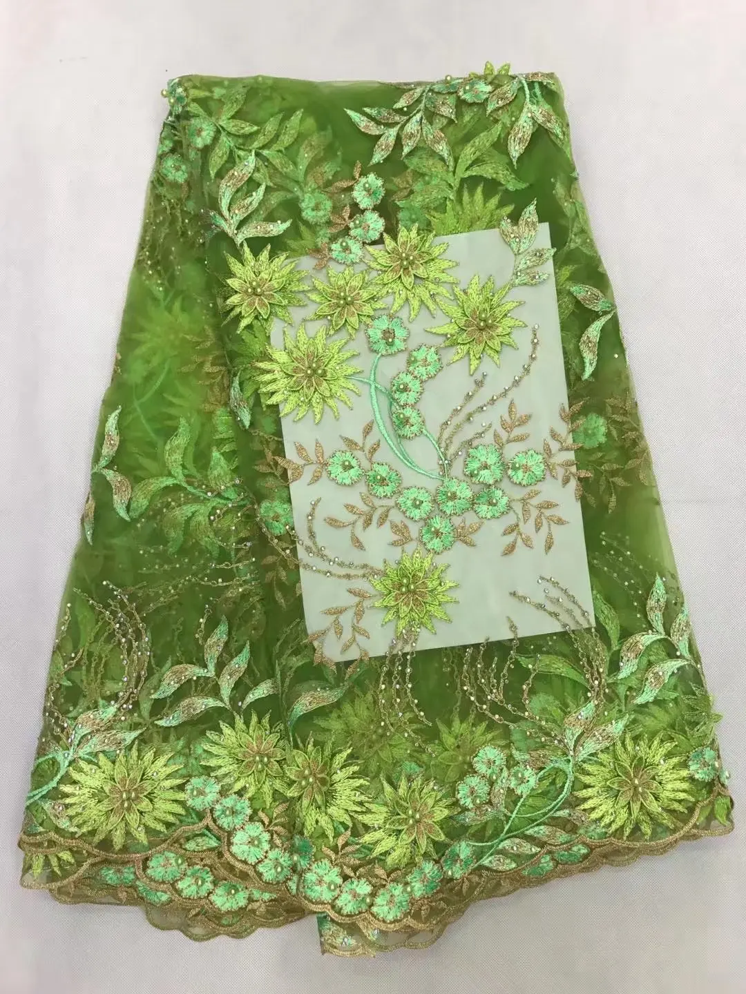 African Lace Fabrics With Stones 5yard/lot 2017 High Quality Tulle Lace