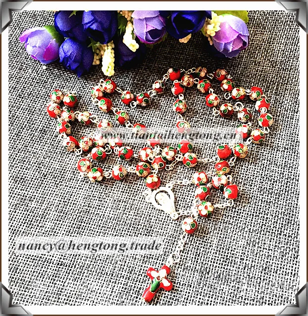 

beautiful cloisonne rosary necklace/religious cloisonne necklace special offer(4color available)