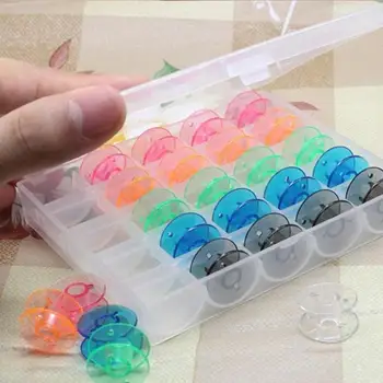 

25Pcs/Set Empty Bobbins Sewing Machine Spools Colorful Plastic Case Storage Box for Sewing Machine Sewing Tools & Accessory