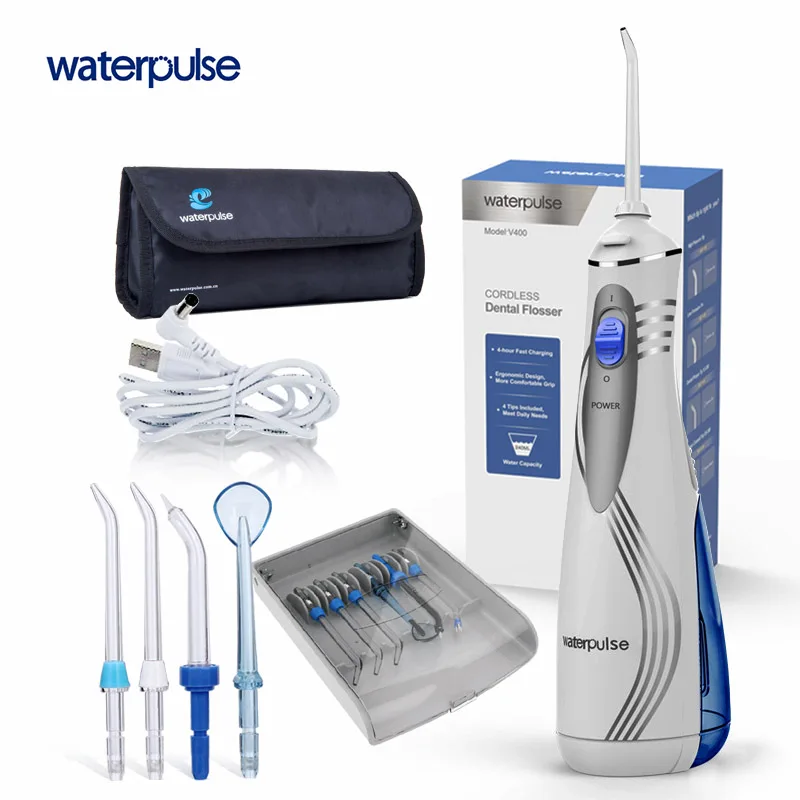 Waterpulse V400 Портативный зубная нить Ирригатор для полости рта Перезаряжаемые уход