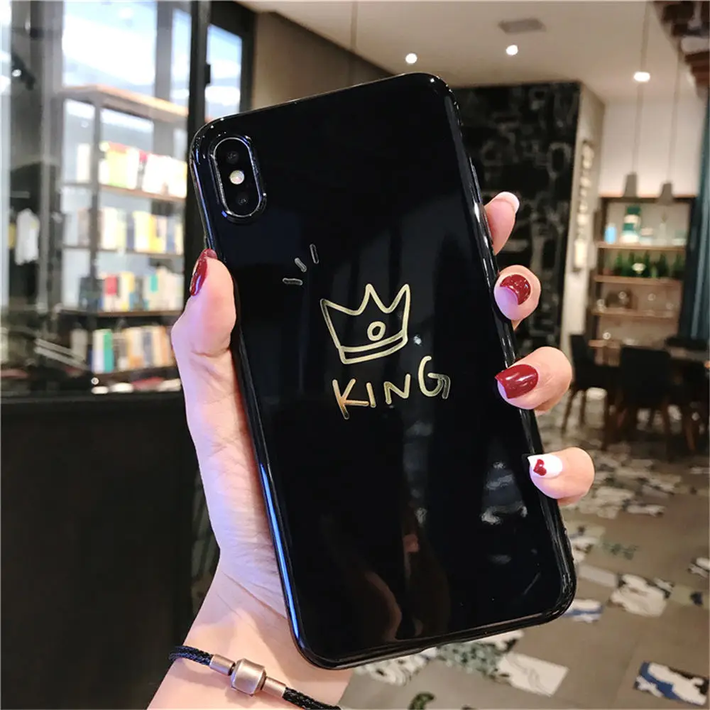 Lovebay силиконовый чехол для iPhone 7 чехол для телефона Crown для iPhone 11 Pro 6 6s 7 8 Plus X XR XS Max мягкая задняя крышка из ТПУ с надписью King queen