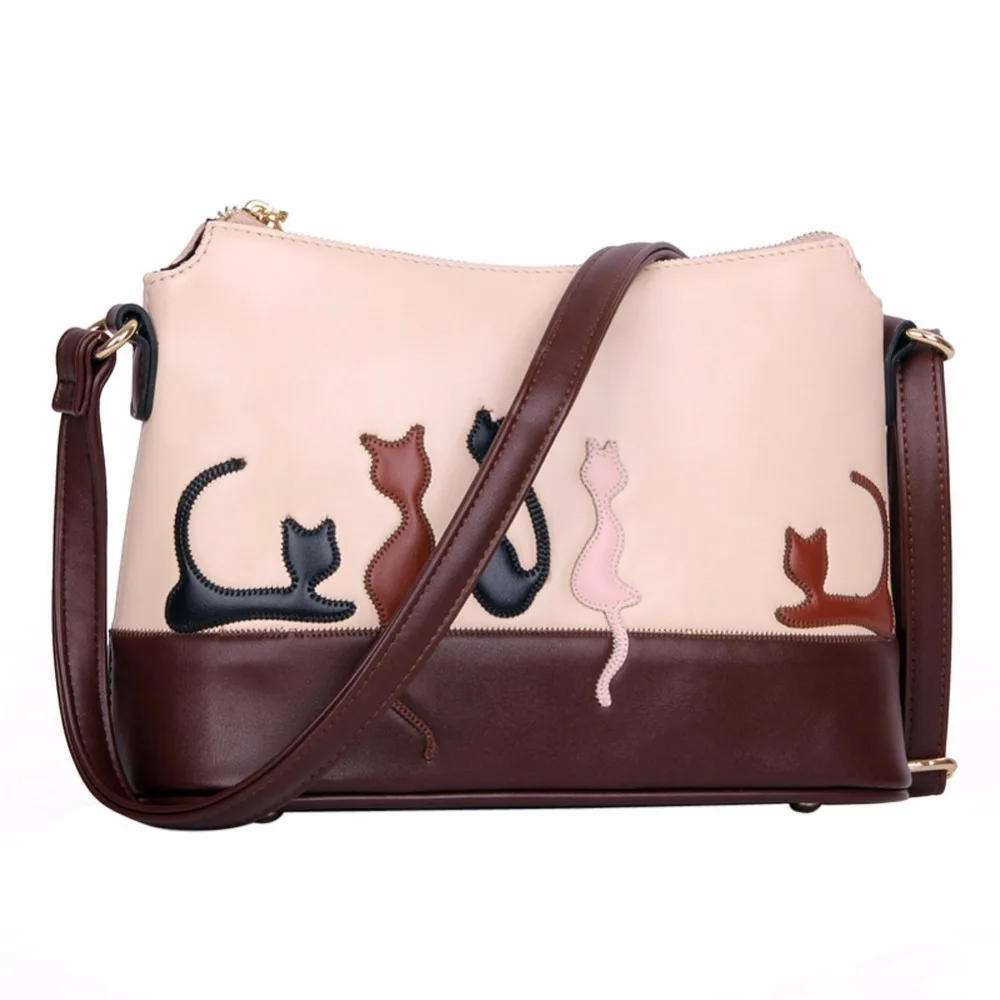 

Women Animal Contrast Color Handbags Female Cat Printing PU Leather Shoulder Messenger Bags Ladies Rabbit Simple Crossbody Bag
