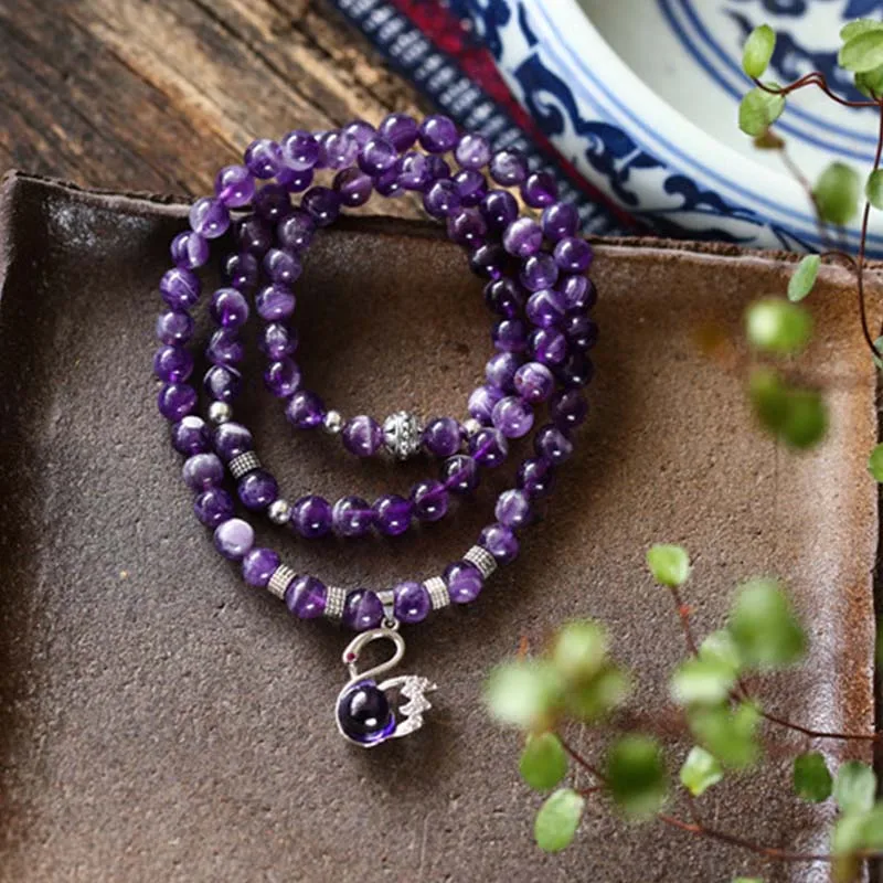 

New arrival natural 6mm dream purple rockcrystal fox Multiple circles Bracelet Bracelets accessories wholesale dropship purple04