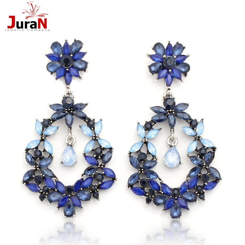 

JURAN Big Lady Earring Flower Statement Fashion Crystal Stud Earrings For Women Jewelry Earings 2 Colour Wholesale W2201