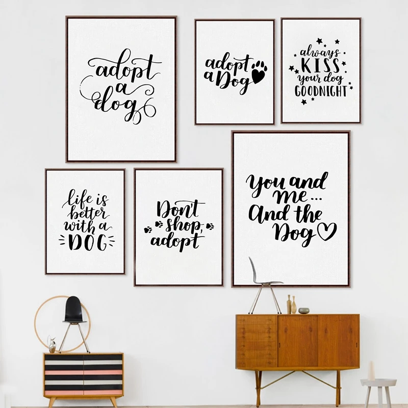 Dog Quotes Wall Art Love Dog Poster Canvas Painting Prints , Life Is Better With A Dog Friend  Picture Love Animals Quote Wall Art Decoration|Painting Print|Canvas  Paintingposter Canvas - Aliexpress