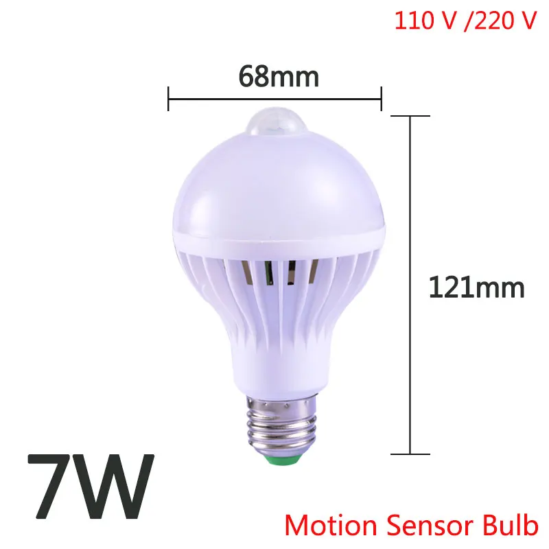 Светильник-ночник с датчиком движения, светильник-лампа, светодиодный ночник, лампа с PIR датчиком, умная лампа 5 Вт, 12 Вт, 18 Вт, 220 В, потолочный светильник для спальни - Испускаемый цвет: 7W Sensor Bulb