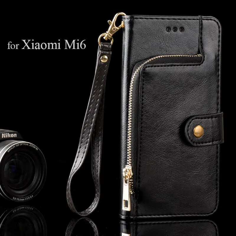 

Luxury case for Xiaomi mi6 zipper Wallet design PU leather coque fundas covers for Xiaomi mi6