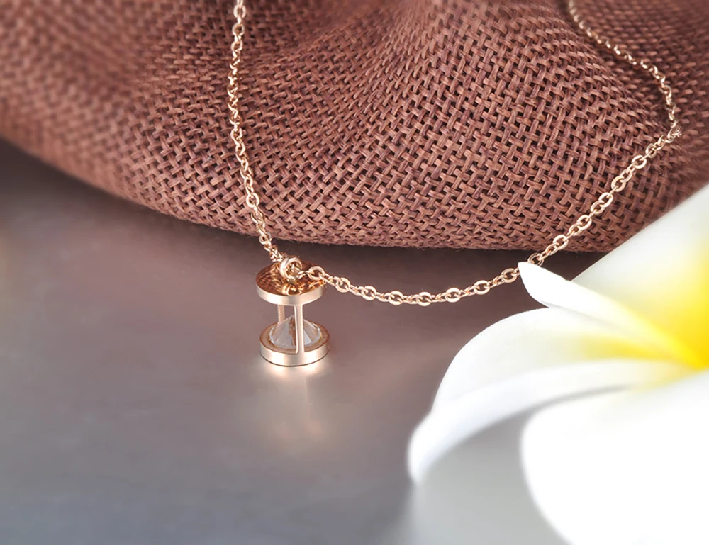Lokaer в форме воронки кулон ожерелье AAA Нержавеющая Сталь Ювелирные изделия розовое золото цвет цепи подарок на день Святого Валентина N18266