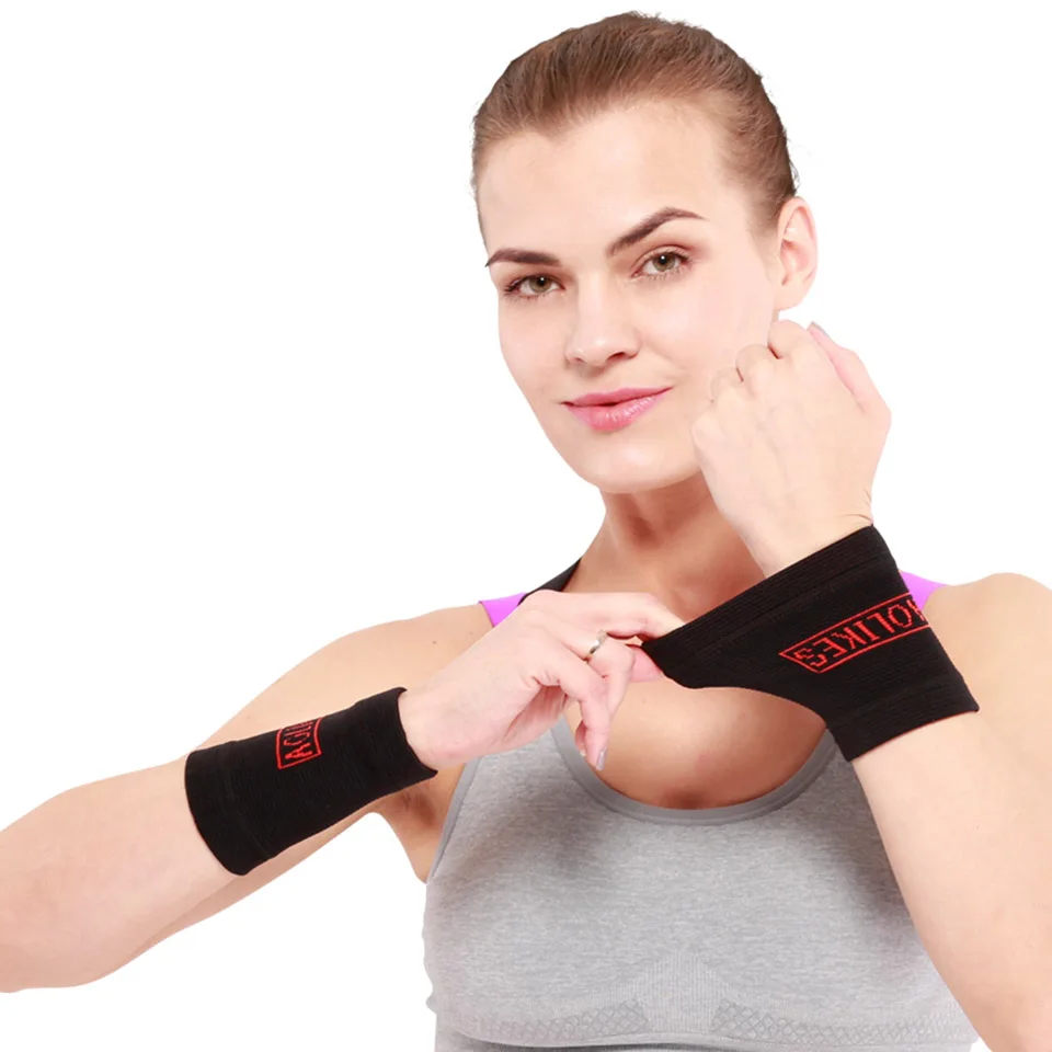 Aolikes 1 زوج الرياضة المعصم الفرقة دعم المعصم هدفين العصابة الحرس الرياضة تنس الريشة للاسكواش Gym اليد معصمه حامي