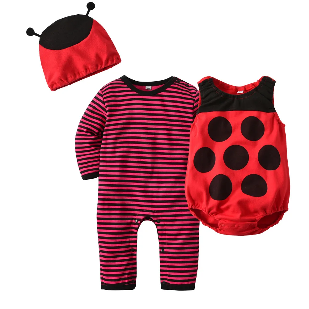 

Baby Christmas Clothing Set Costume For Baby Xmas Party Clothes Long Sleeves Romper + Hat +Vest 3 pcs Sets Baby Wear Clothes