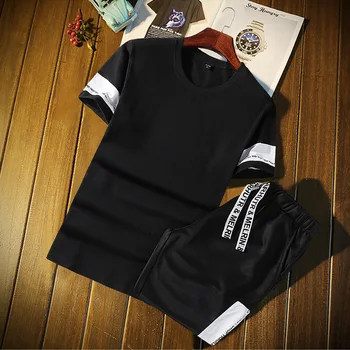 

Summer Short Sleeve Suit Men's Korean Version T-shirt Two-piece Suit