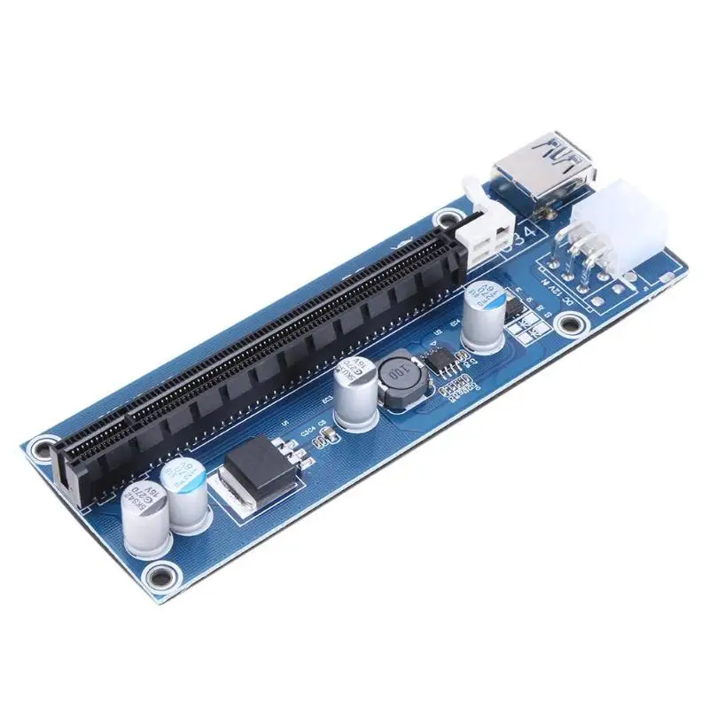 PCI-E1X to 16X Extender Riser Card 6Pin DC-DC USB3.0 Cable for Mining