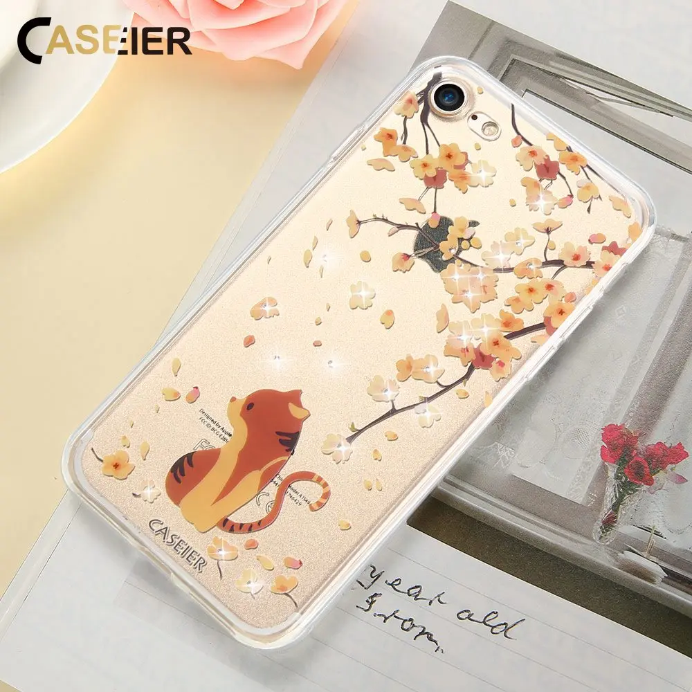 Чехол для телефона CASEIER с рисунком кота iPhone X 6 6S 7 8 Plus мягкий силиконовый чехол 5 5S SE