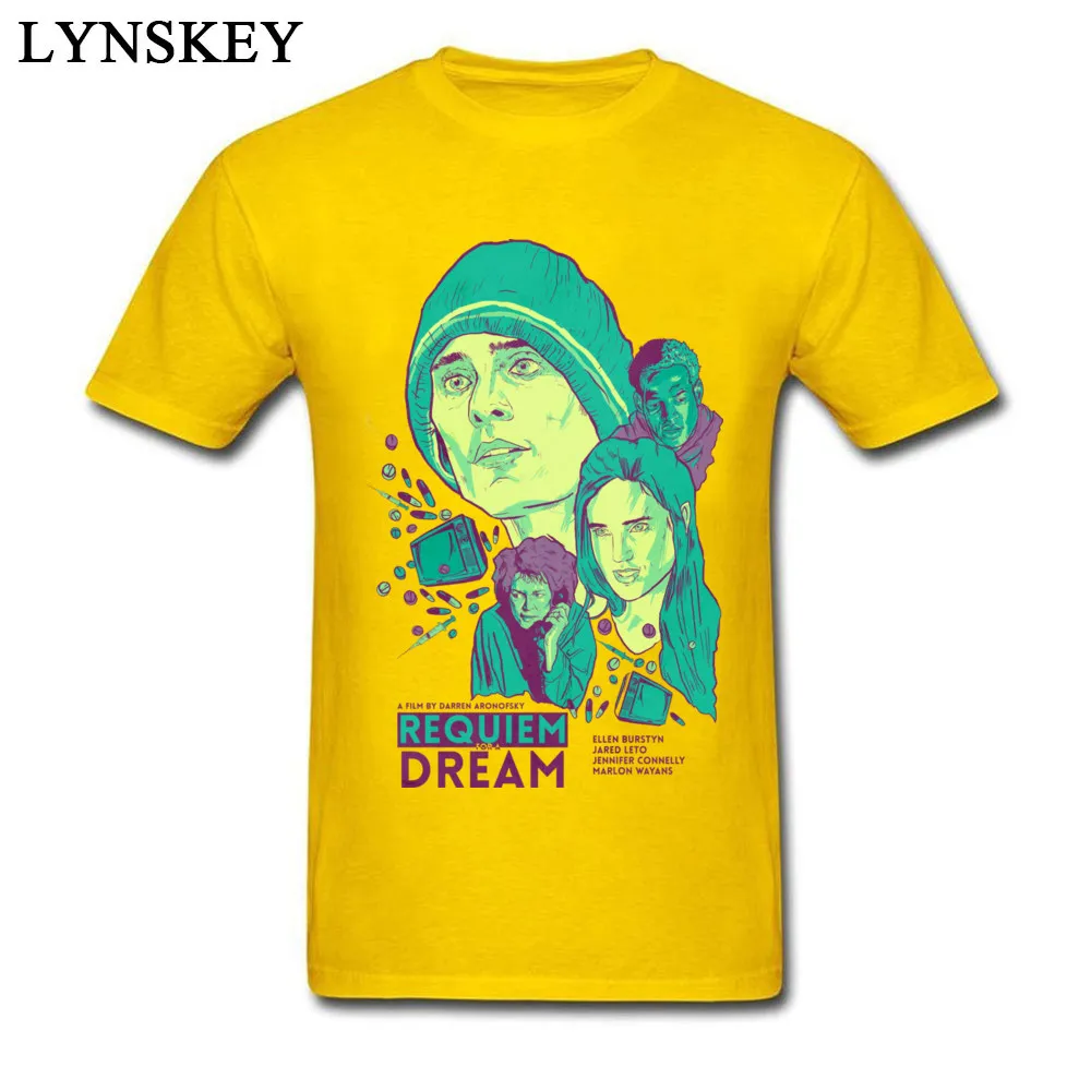 100% Cotton Tops T Shirt Requiem For A Dream for Men Design T-Shirt Casual New Design Round Collar Short Sleeve Tee Shirt Requiem For A Dream yellow