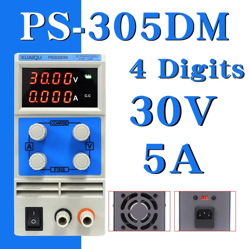 

KUAIQU mini DC Power Supply PS305DM 60V 5A Switching laboratory Digital Variable Adjustable DC power supply 0-60V 0-5A PS305DM