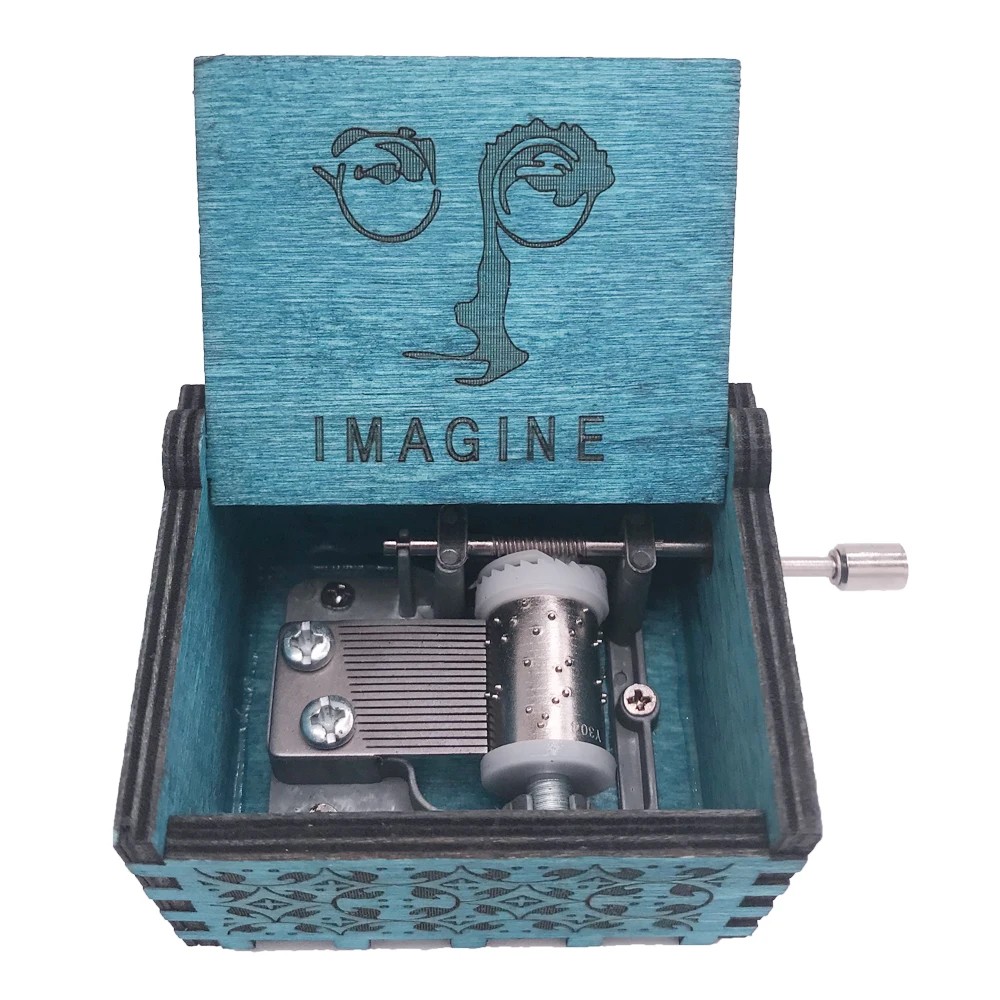 YouTang Music Box Hand Crank Musical Box Carved Wood Musical Gifts Toys for Boys Christmas Gift for Kids,Play Imagine