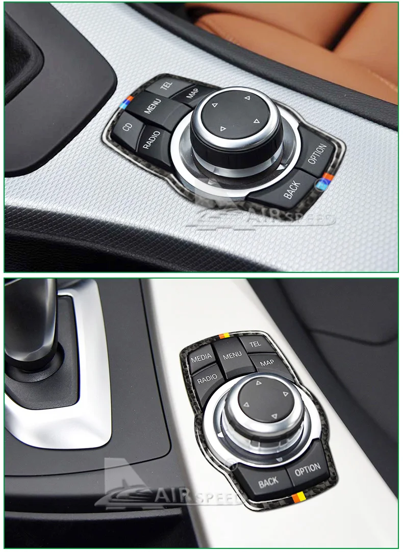  Car Carbon Fiber for BMW Multimedia Button Frame Cover Knob Trim for F10 F20 F30 F34 F07 F25 F26 F15 F16 Accessories (5)