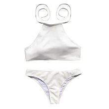 Страуса женский плиссированный сексуальный женский однотонный Плотный бюстгальтер с принтом пляжный костюм с открытой спиной mailmail de bain