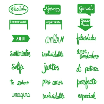

JC Metal Cutting Dies Scrapbooking Stencil Spanish Basic Letters Words Craft Cut Die for Card Making Handmade Album Paper Decor