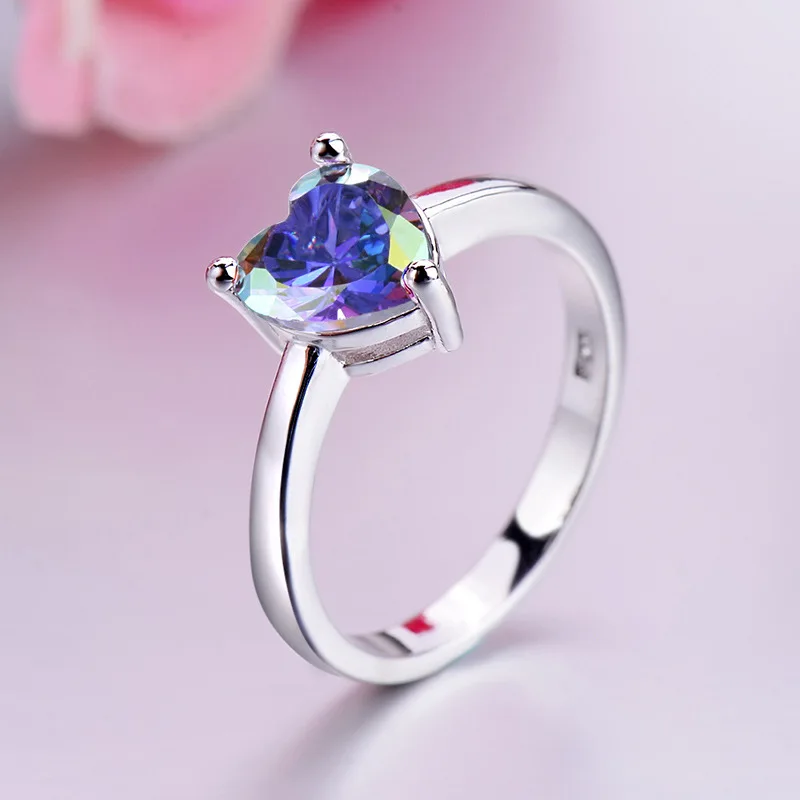 European Women Jewelry Heart-shaped Zircon Engagement Rings Fashion Wedding Rings for Loves Romantic Couple Promise Jewelry Anel