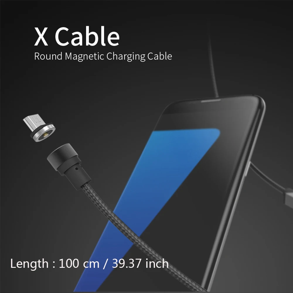 WSKEN Круглый Магнитный кабель, USB C type C Micro USB кабель магнитное зарядное устройство кабели для мобильных телефонов для iPhone 7 8 X USB кабель