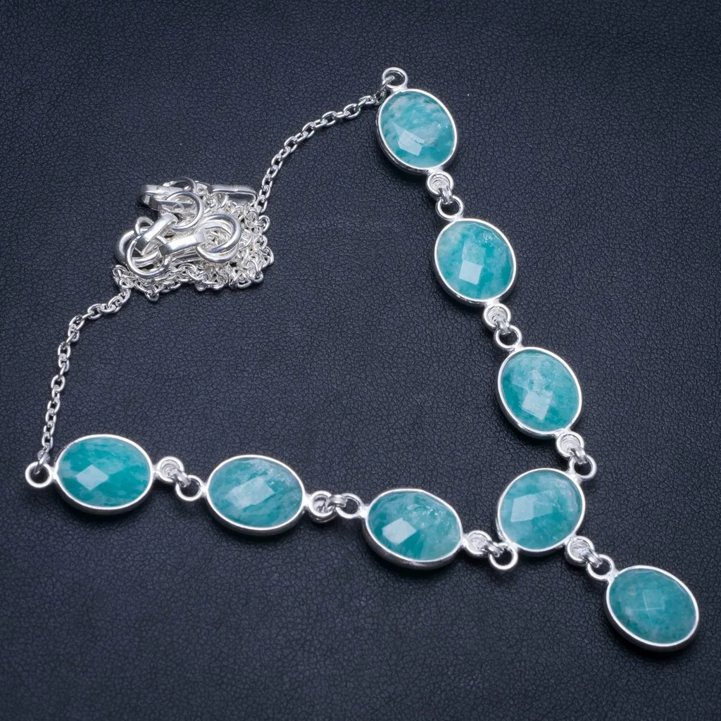 

Natural Chalcedony Handmade Vintage 925 Sterling Silver Y Necklace 18" T8570