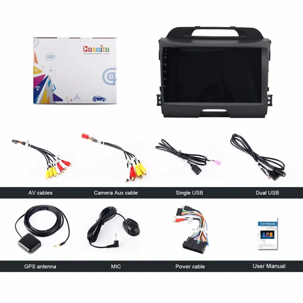 Dasaita 9 &quotAndroid 6.0 автомобиль DVD GPS плеер для Kia Sportage R 2011 2016 с восьмиядерным зеркало