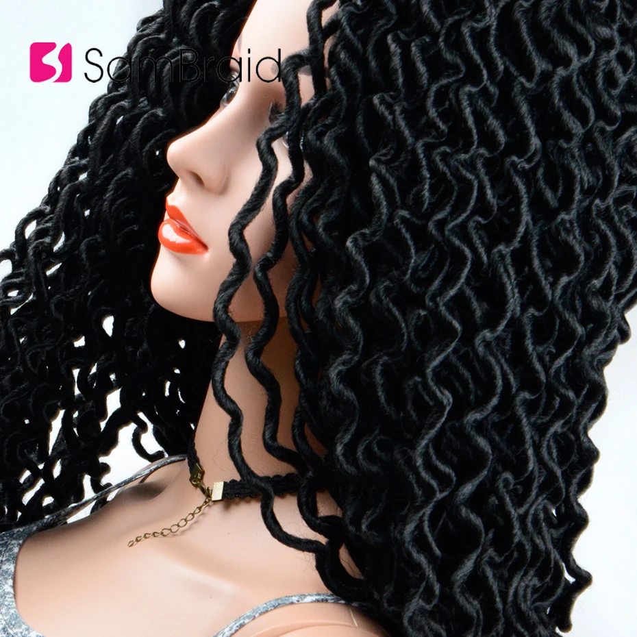 SAMBRAID 24 корня/Упаковка 18 дюймов Faux locs Curly волосы на крючках косички синтетические волосы дреды волосы для наращивания косички волосы