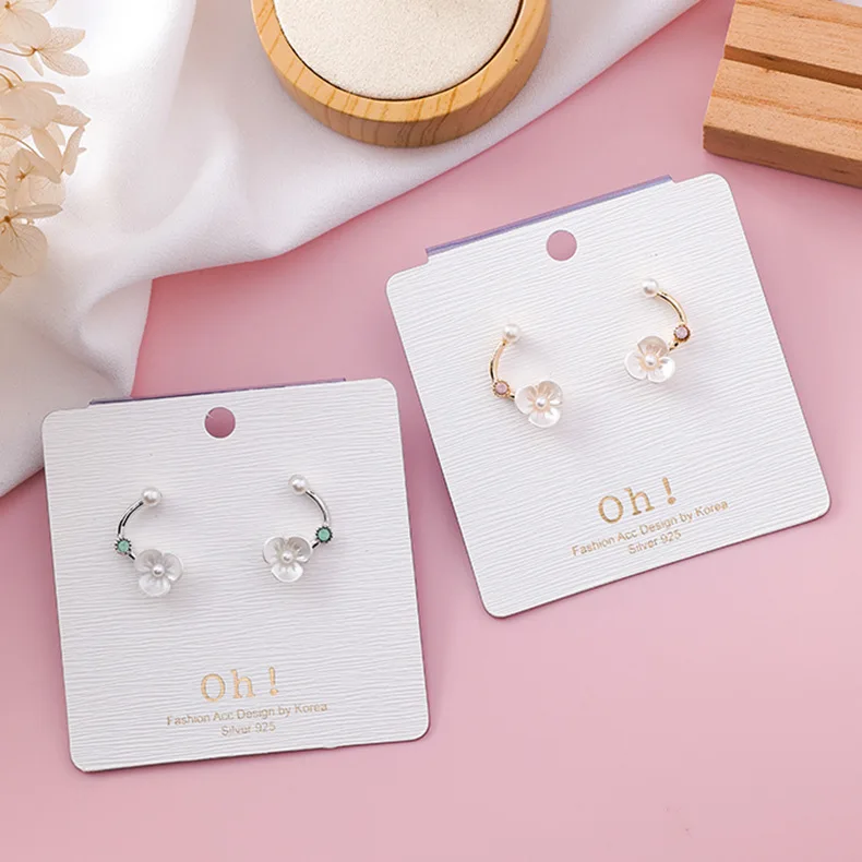 

925 Silver Needle Korean Version Ins Small Fresh Shell Flower Earrings Female Petal Rhinestone Stud Earring for Women