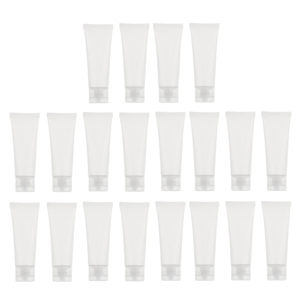 20Pcs Refillable Empty Plastic Squeezable Soft Tubes Bottles, Flip Cap Cosmetic Cream Lotion Shampoo Travel Containers