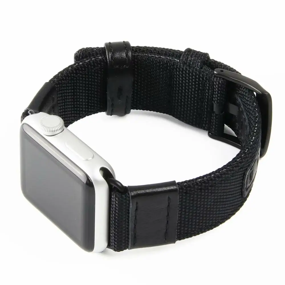 Ремешок нейлоновый из натуральной кожи для Apple Watch band 4 44/40 мм Воздухопроницаемый