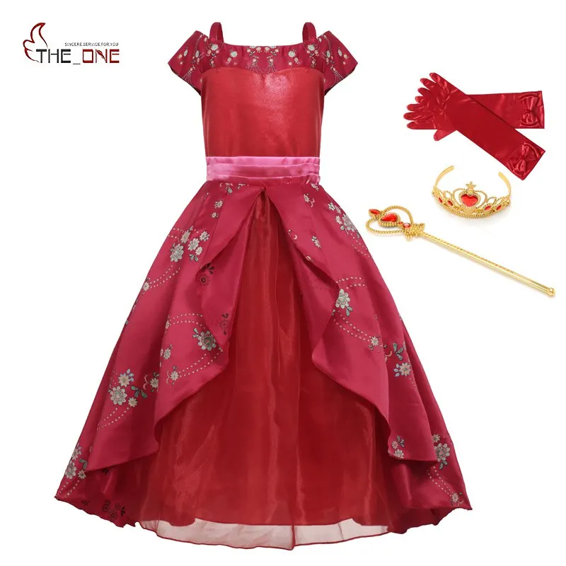 MUABABY Big Girls Elena Of Avalor Fantasy Dresses Kids Off Shoulder Princess Elena Dresses Simplified Girl