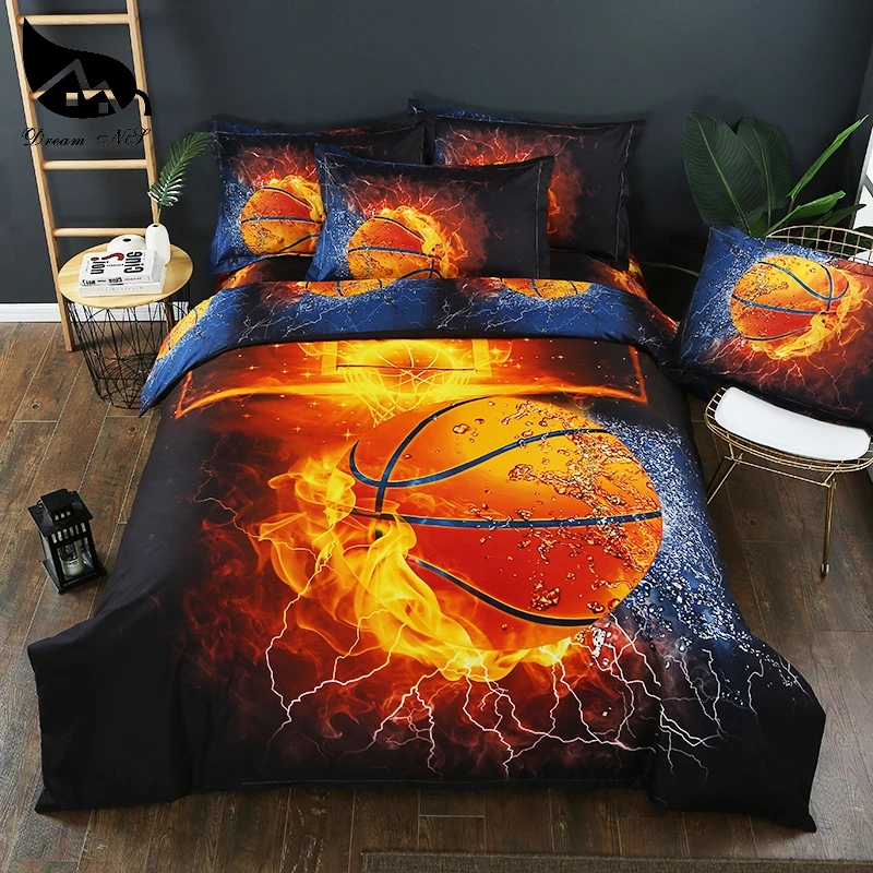 

Dream NS 3D-effect kussensloop Bed Set Basketball and Flame Water Duvet Cover Sets King Bed Cover Fire Bedding Kit PN005