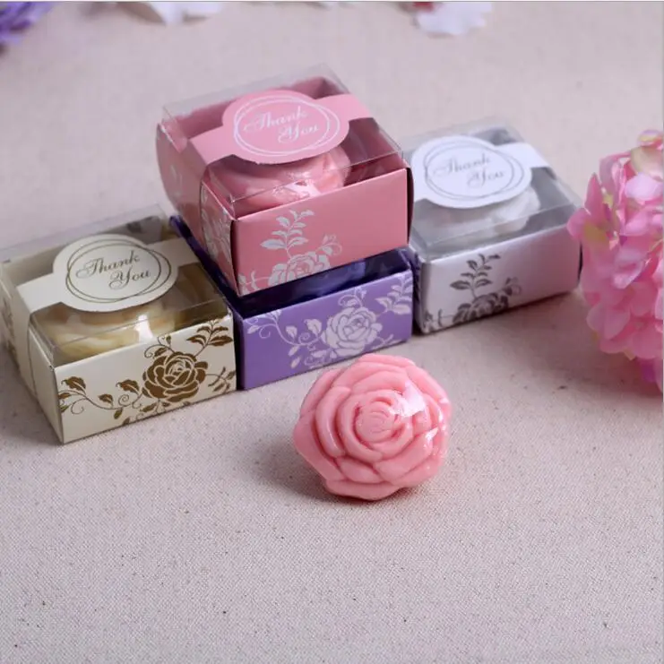 50pcs Rose Shaped Scented Soap Flower Soap for GuEst Wedding Favors Baby Shower Gifts + DHL Free