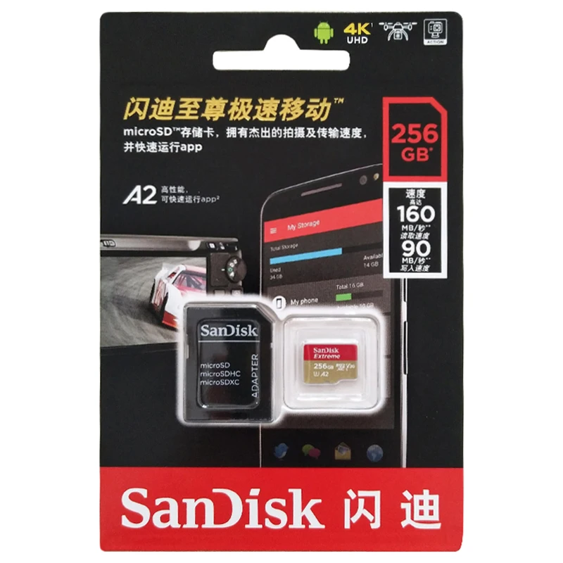 New SanDisk Extreme UHS-I memory card 400G 256G 128G Up to 160MB/s read speed micro sd card video speed C10, V30, U3, A2