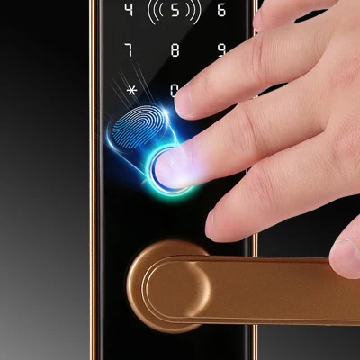 RAYKUBE DIY биометрический дверной замок отпечатков пальцев цифровая смарт-карта Bluetooth мобильный телефон приложение ригель без ключа врезной замок R-FG4