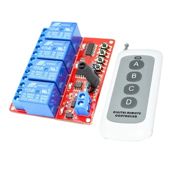 

24V 4-Channel 433M 4-Button 1000m Remote Control Switch + Receiver Module