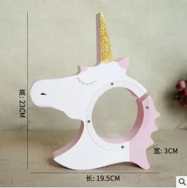 unicorn Новые животные Единорог копилки прозрачный деревянный Лебедь копилка монета коробка для детей подарок на день рождения украшения детской комнаты - Цвет: unicorn