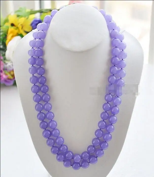 

Hot sale new Style >>>>>Beautiful Natural 10mm Lavender Jade Round Beads Necklace 35"Long AAA